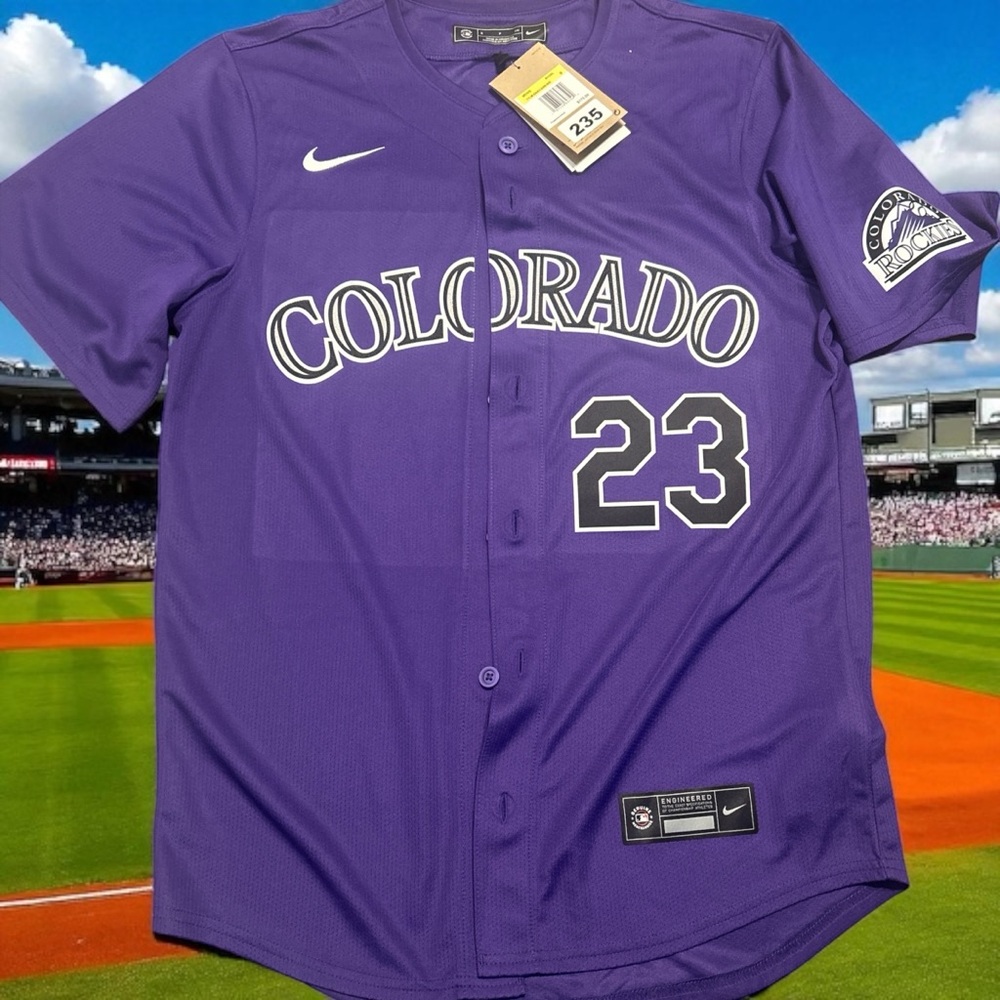 Nike Colorado Rockies Kris Bryant #23 Purple MLB Jersey Mens Small T7LM-DNA1-DN9